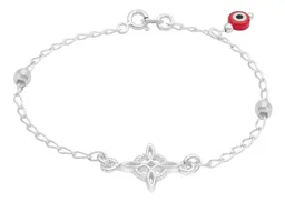 Pulsera Plata 925 Nudo Bruja con Ojo Turco Rojo de 18 cm - Imagen 3