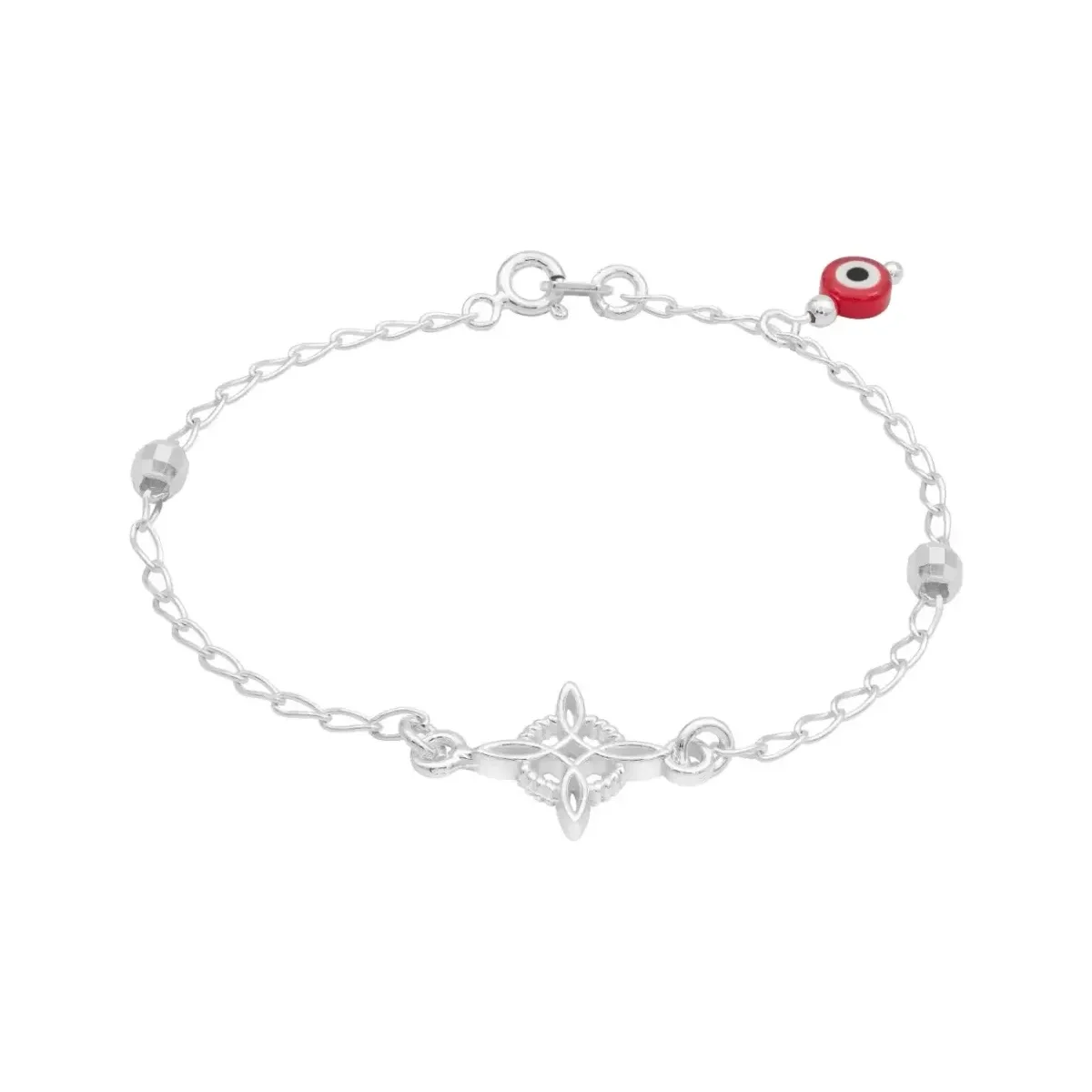 Pulsera Plata 925 Nudo Bruja con Ojo Turco Rojo de 18 cm - Imagen 3