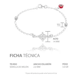 Pulsera Plata 925 Nudo Bruja con Ojo Turco Rojo de 18 cm - Imagen 5