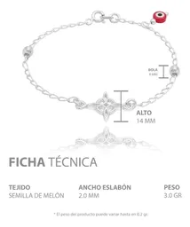 Pulsera Plata 925 Nudo Bruja con Ojo Turco Rojo de 18 cm - Imagen 5