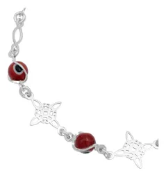 Pulsera Plata 925 Nudo de Bruja con Ojo Turco Rojo - Imagen 2