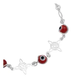 Pulsera Plata 925 Nudo de Bruja con Ojo Turco Rojo - Imagen 3