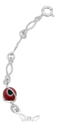Pulsera Plata 925 Nudo de Bruja con Ojo Turco Rojo - Imagen 4