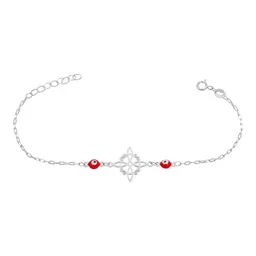 Pulsera Plata 925 Nudo Bruja Ojos Turcos Rojos Ancla Ajustable - Imagen 1