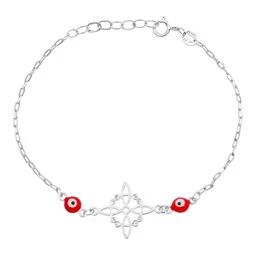 Pulsera Plata 925 Nudo Bruja Ojos Turcos Rojos Ancla Ajustable - Imagen 2