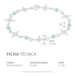 Pulsera Plata 925 Nudo Bruja con Cristal Celeste - Imagen 5