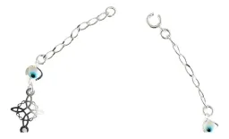 Pulsera Plata 925 Nudo Bruja Triqueta Ojo Turco Azul Mujer - Imagen 2