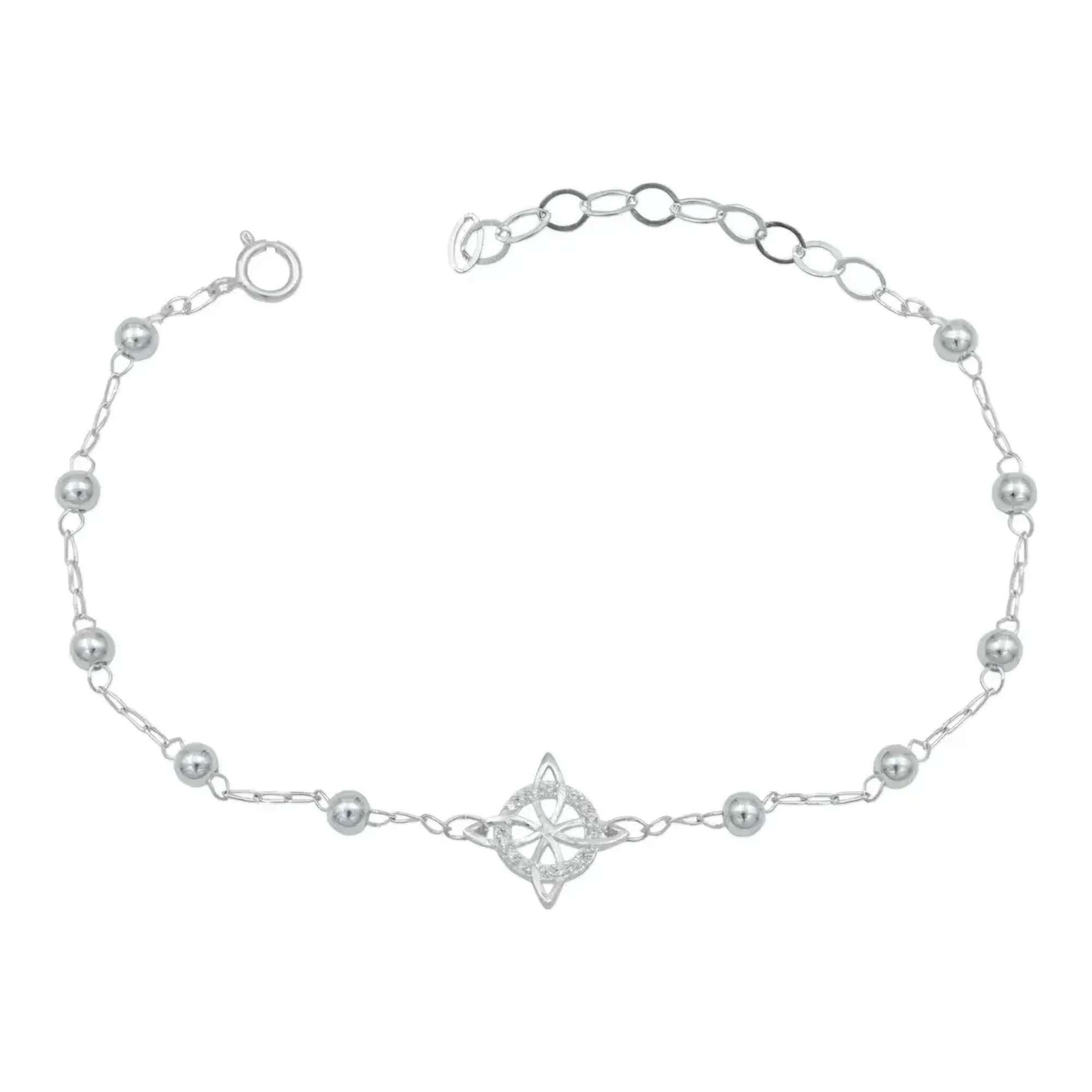 Pulsera de plata .925 mujer dije nudo de bruja solitario 13 mm con zirconia engarzada y broche reasa joyería mexicana
