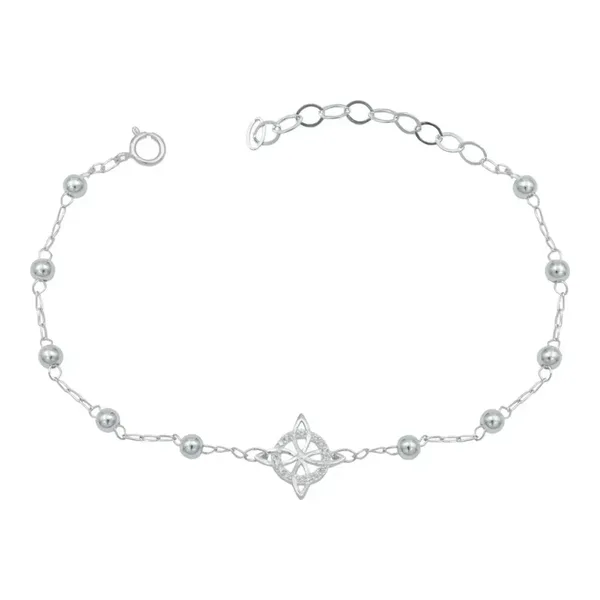Pulsera Plata 925 Nudo de Bruja con Zirconia Ajustable - Imagen 1