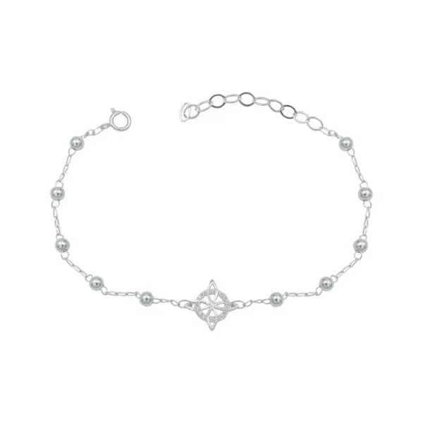 Pulsera Plata 925 Nudo de Bruja con Zirconia Ajustable - Imagen 1