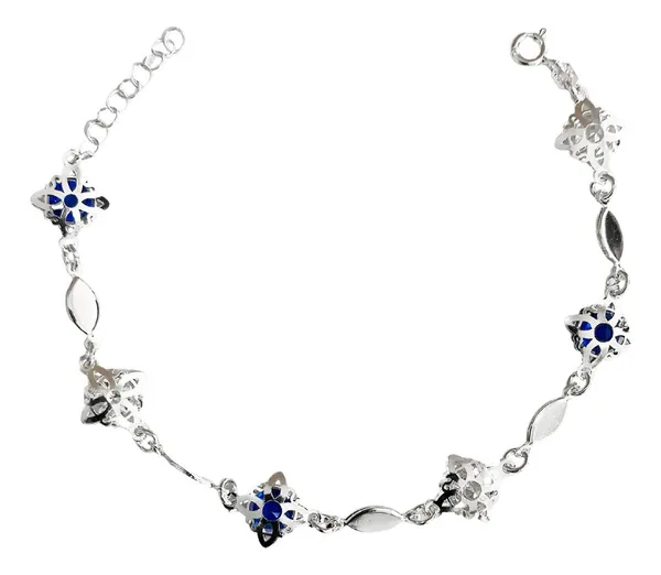 Pulsera Plata .925 Nudo Bruja con Zirconia Azul Ajustable - Imagen 1