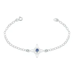 Pulsera Plata 925 Nudo de Bruja con Zirconia Azul - Imagen 1