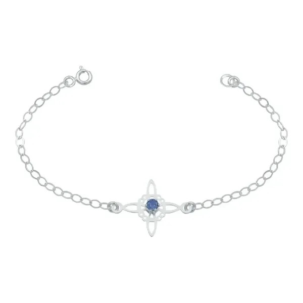 pulsera de plata .925 azul zirconia ajustable nudo de bruja celta — Joyaris