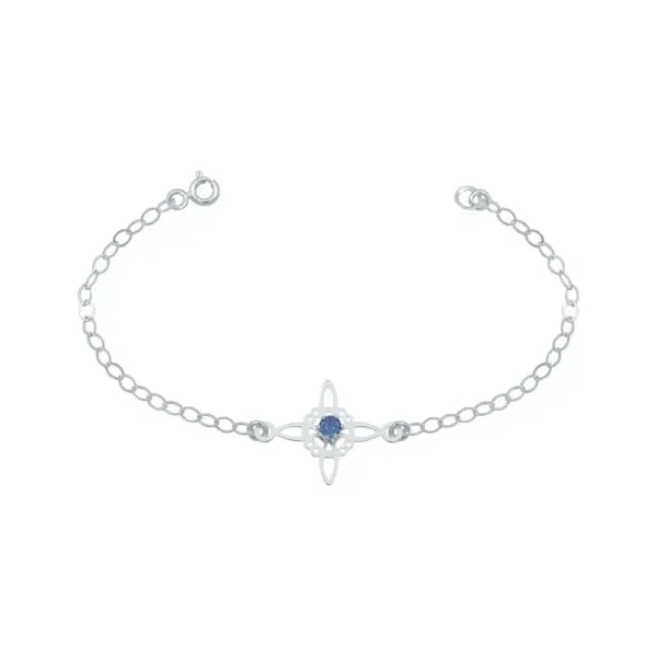 pulsera de plata .925 azul zirconia ajustable nudo de bruja celta — Joyaris