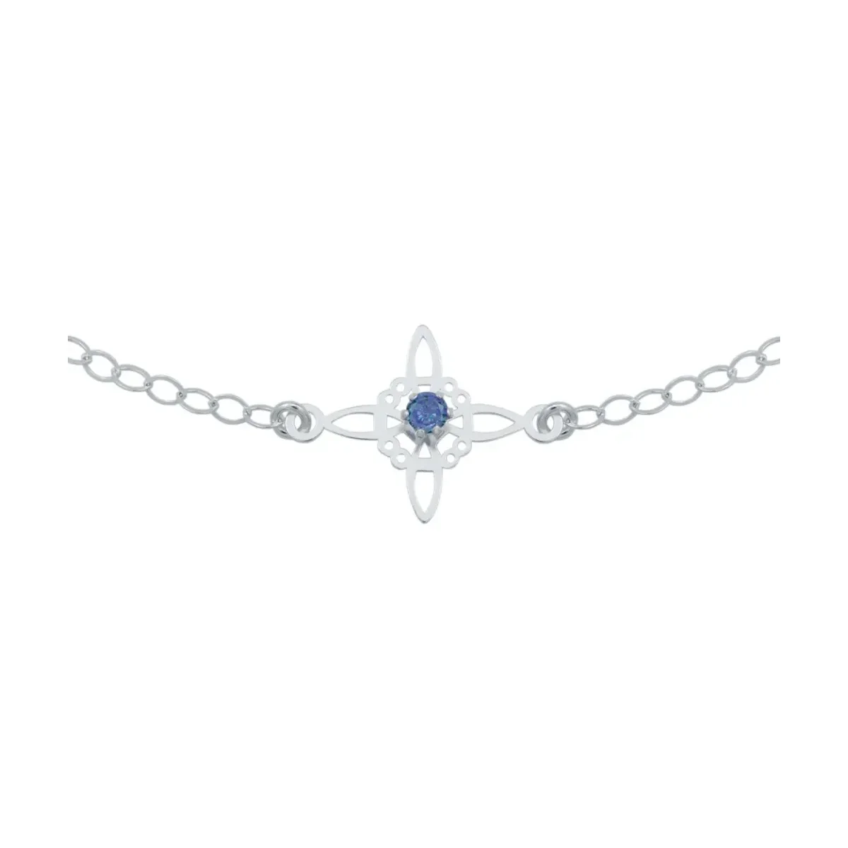 Pulsera Plata 925 Nudo de Bruja con Zirconia Azul - Imagen 2