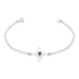 Pulsera Plata 925 Nudo de Bruja Zirconia Negra Ajustable - Imagen 1