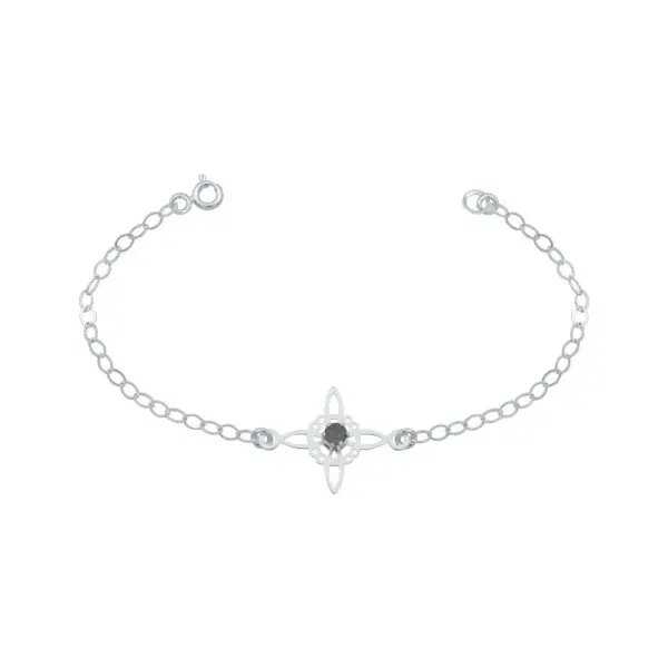 Pulsera de plata .925 negro zirconia nudo de bruja celta ajustable — Joyaris