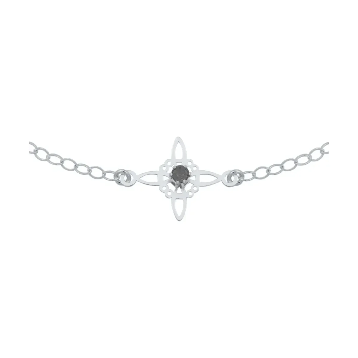 Pulsera Plata 925 Nudo de Bruja Zirconia Negra Ajustable - Imagen 2