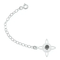 Pulsera Plata 925 Nudo de Bruja Zirconia Negra Ajustable - Imagen 3