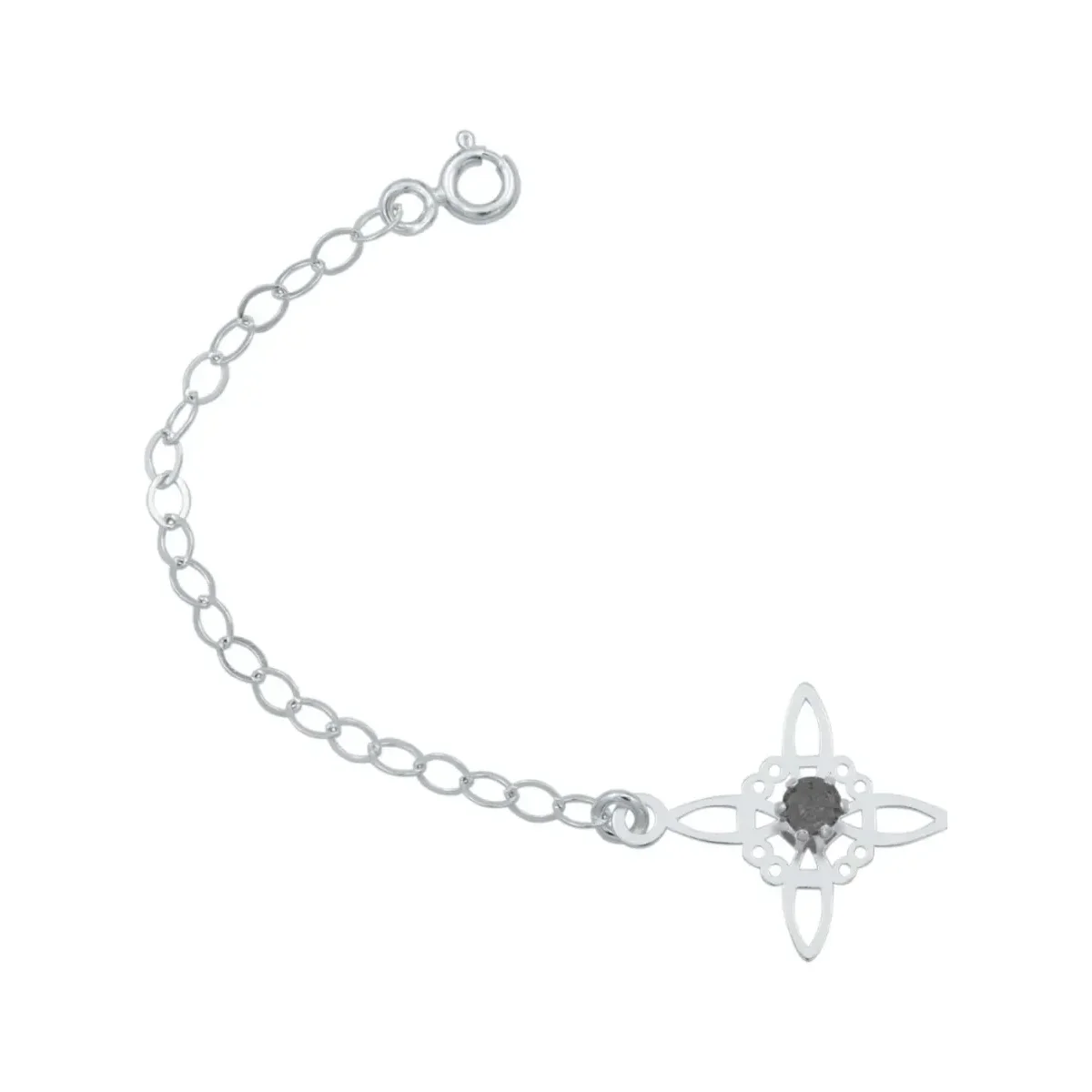 Pulsera Plata 925 Nudo de Bruja Zirconia Negra Ajustable - Imagen 3