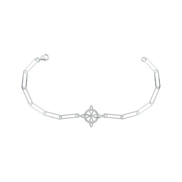 Pulsera de plata .925 blanco zirconia nudo bruja eslabon grande — Joyaris