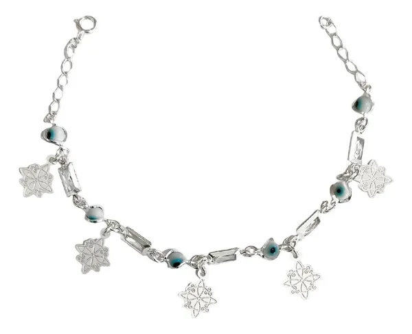 Pulsera de plata .925 blanco zirconias nudo de bruja ajustable — Joyaris