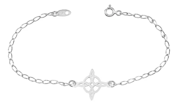 Pulsera de plata .925 plateado Nudo de Bruja calado y tejido barbado — Joyaris