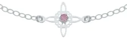 Pulsera Plata 925 Nudo de Bruja Celta con Zirconia Rosa Ajustable - Imagen 2