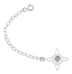 Pulsera Plata 925 Nudo de Bruja Celta con Zirconia Rosa Ajustable - Imagen 3