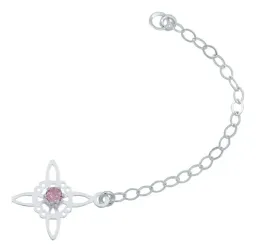 Pulsera Plata 925 Nudo de Bruja Celta con Zirconia Rosa Ajustable - Imagen 4