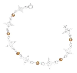 Pulsera Plata 925 Nudo de Bruja con Cristales Color Café - Imagen 1