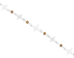 Pulsera Plata 925 Nudo de Bruja con Cristales Color Café - Imagen 2