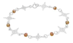 Pulsera Plata 925 Nudo de Bruja con Cristales Color Café - Imagen 3