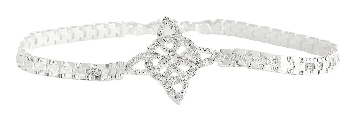 Pulsera Plata 925 Nudo de Bruja Diamantada con Zirconias - Imagen 1
