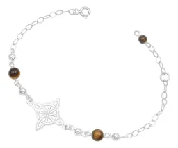 Pulsera Plata 925 Nudo de Bruja Láser con Bolas y Cordón Ajustable - Imagen 2