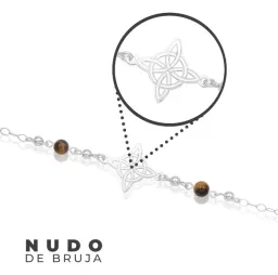 Pulsera Plata 925 Nudo de Bruja Láser con Bolas y Cordón Ajustable - Imagen 5