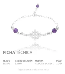 Pulsera Plata 925 Nudo de Bruja y Luna con Hilo Ajustable Color Morado - Imagen 6