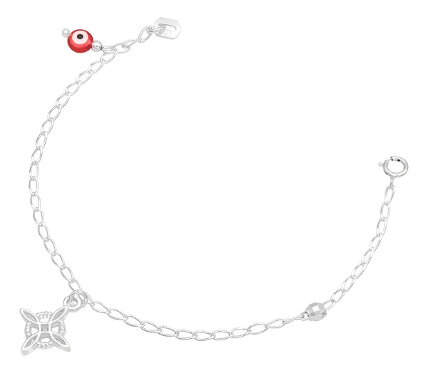 Pulsera de plata .925 rojo ojo turco nudo de bruja facetado — Joyaris