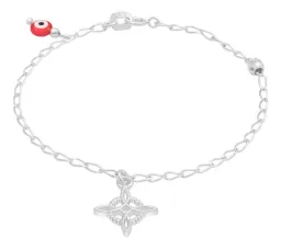 Pulsera Plata Ley .925 Nudo Bruja Ojo Turco Amuleto 18cm - Imagen 3
