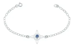 Pulsera Plata 925 Nudo de Bruja con Zirconia Azul - Imagen 1