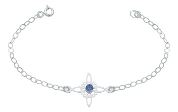 pulsera de plata .925 azul zirconia ajustable nudo de bruja celta — Joyaris