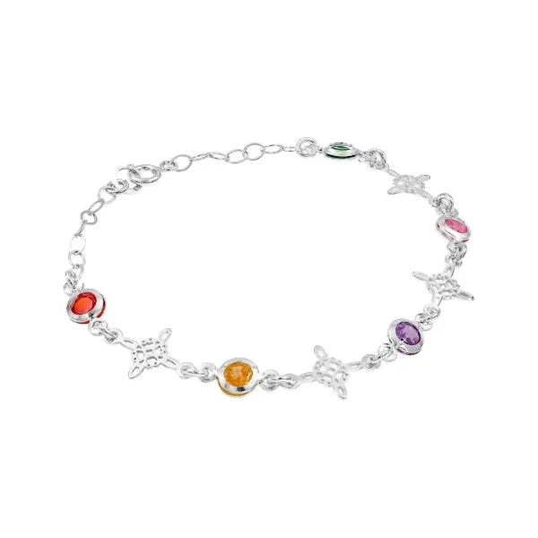 Pulsera de Plata 925 Nudos de Bruja Zirconias Multicolor - Imagen 1