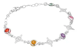 Pulsera de Plata 925 Nudos de Bruja Zirconias Multicolor - Imagen 1