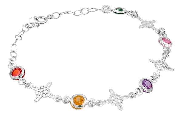 Pulsera de Plata 925 Nudos de Bruja Zirconias Multicolor - Imagen 1