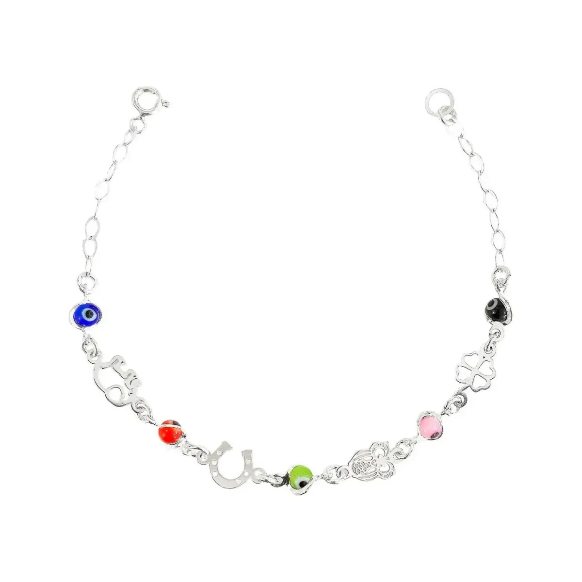Pulsera de plata .925 multicolor Ojo Turco ajustable — Joyaris