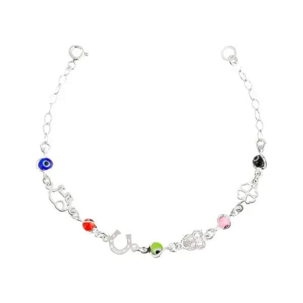 Pulsera de plata .925 multicolor Ojo Turco ajustable — Joyaris
