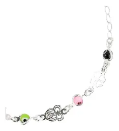 Pulsera Ojo Turco Ajustable Multicolor Plata .925 - Imagen 2