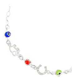 Pulsera Ojo Turco Ajustable Multicolor Plata .925 - Imagen 3