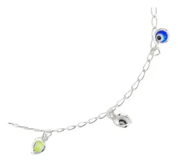 Pulsera Ojo Turco Colores Plata .925 18cm - Imagen 3