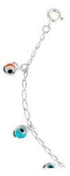 Pulsera Ojo Turco Colores Plata .925 18cm - Imagen 4